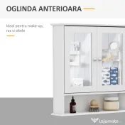 HOMCOM dulap de baie cu oglinda, 56x13x58 cm, alb 