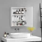HOMCOM Dulapior de Baie cu 1 Usa, Oglindă și Lumini LED cu Touch și Reglare Intensitate 60 x 50 x15cm 