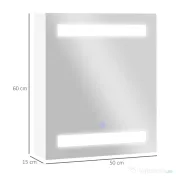HOMCOM Dulapior de Baie cu 1 Usa, Oglindă și Lumini LED cu Touch și Reglare Intensitate 60 x 50 x15cm 