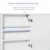 HOMCOM Dulapior de Baie cu 1 Usa, Oglindă și Lumini LED cu Touch și Reglare Intensitate 60 x 50 x15cm 