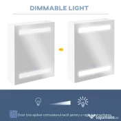 HOMCOM Dulapior de Baie cu 1 Usa, Oglindă și Lumini LED cu Touch și Reglare Intensitate 60 x 50 x15cm 