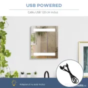 HOMCOM Dulapior de Baie cu 1 Usa, Oglindă și Lumini LED cu Touch și Reglare Intensitate 60 x 50 x15cm 