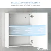 HOMCOM Dulapior de Baie cu 1 Usa, Oglindă și Lumini LED cu Touch și Reglare Intensitate 60 x 50 x15cm 
