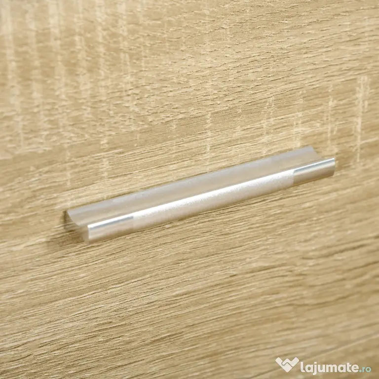 HOMCOM Comodă cu 4 Sertare, Mânere din Aluminiu și Structură din Lemn, 76x35x72cm, Alb și Stejar