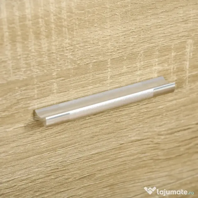 HOMCOM Comodă cu 4 Sertare, Mânere din Aluminiu și Structură din Lemn, 76x35x72cm, Alb și Stejar
