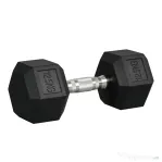 HOMCOM Ganteră de 12.5 kg Hexagonală Unică cu Mâner Antiderapant Negru