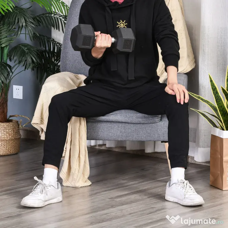 HOMCOM Ganteră de 12.5 kg Hexagonală Unică cu Mâner Antiderapant Negru