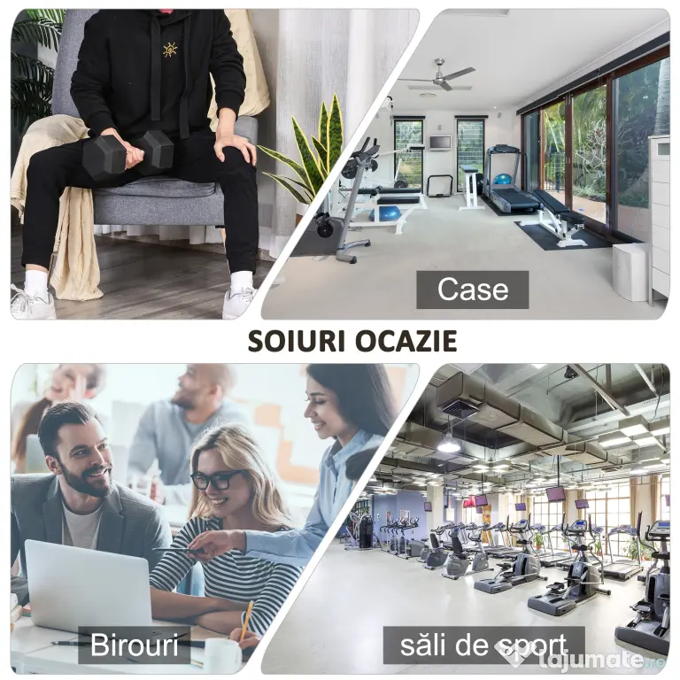 HOMCOM Ganteră de 12.5 kg Hexagonală Unică cu Mâner Antiderapant Negru