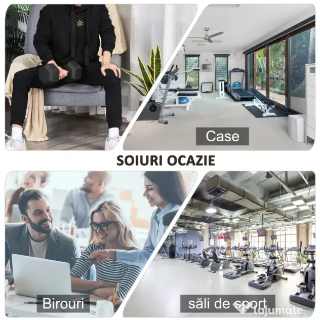 HOMCOM Ganteră de 12.5 kg Hexagonală Unică cu Mâner Antiderapant Negru