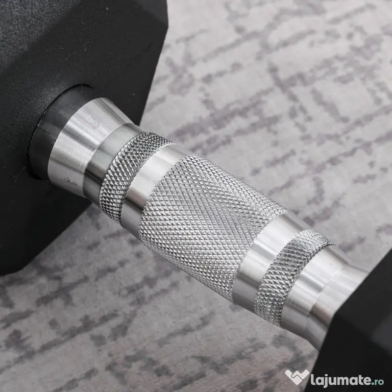 HOMCOM Ganteră de 12.5 kg Hexagonală Unică cu Mâner Antiderapant Negru