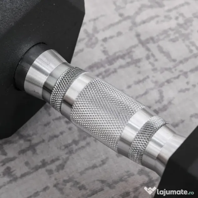 HOMCOM Ganteră de 12.5 kg Hexagonală Unică cu Mâner Antiderapant Negru