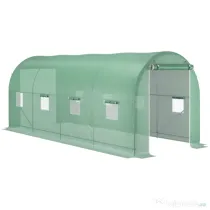 Outsunny Sera Tunel Verde 500×200×205 cm – Cadr, Otel & 8 Ferestre