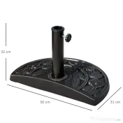 Outsunny Baza pentru Umbrela de Soare in Rasina Reglabila cu Manivela 9 kg 50x31x32cm