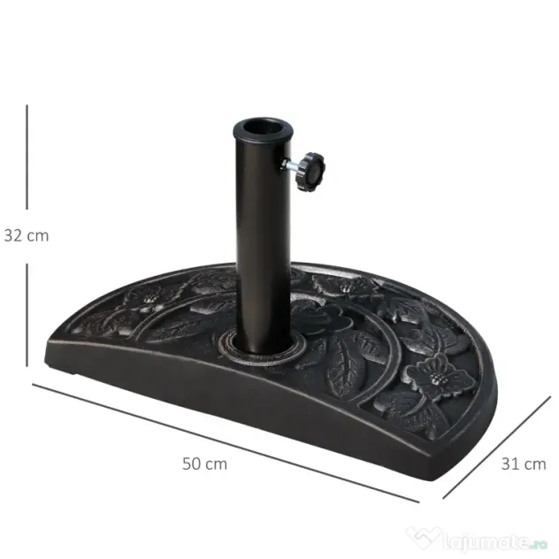 Outsunny Baza pentru Umbrela de Soare in Rasina Reglabila cu Manivela 9 kg 50x31x32cm