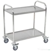 HOMCOM Carucior Pentru Bauturi Racoritoare de Bucatarie 2 Rafturi in Otel Inox 71x41x81cm