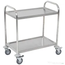 HOMCOM Carucior Pentru Bauturi Racoritoare de Bucatarie 2 Rafturi in Otel Inox 71x41x81cm