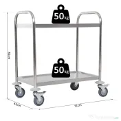 HOMCOM Carucior Pentru Bauturi Racoritoare de Bucatarie 2 Rafturi in Otel Inox 71x41x81cm