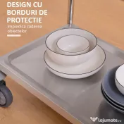 HOMCOM Carucior Pentru Bauturi Racoritoare de Bucatarie 2 Rafturi in Otel Inox 71x41x81cm