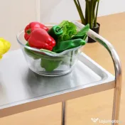 HOMCOM Carucior Pentru Bauturi Racoritoare de Bucatarie 2 Rafturi in Otel Inox 71x41x81cm