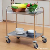 HOMCOM Carucior Pentru Bauturi Racoritoare de Bucatarie 2 Rafturi in Otel Inox 71x41x81cm