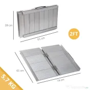HOMCOM Rampă pliabilă pentru scaun cu rotile din aluminiu cu margini exterioare, 61x74x5 cm, argintiu