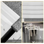 HOMCOM Rampă pliabilă pentru scaun cu rotile din aluminiu cu margini exterioare, 61x74x5 cm, argintiu