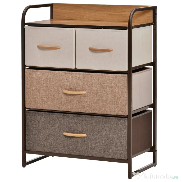 HOMCOM Comodă cu 4 Sertare Pliabile și Raft, Mobilier pentru Camera de Zi și Dormitor, 58x29x78.5 cm, Multicolor