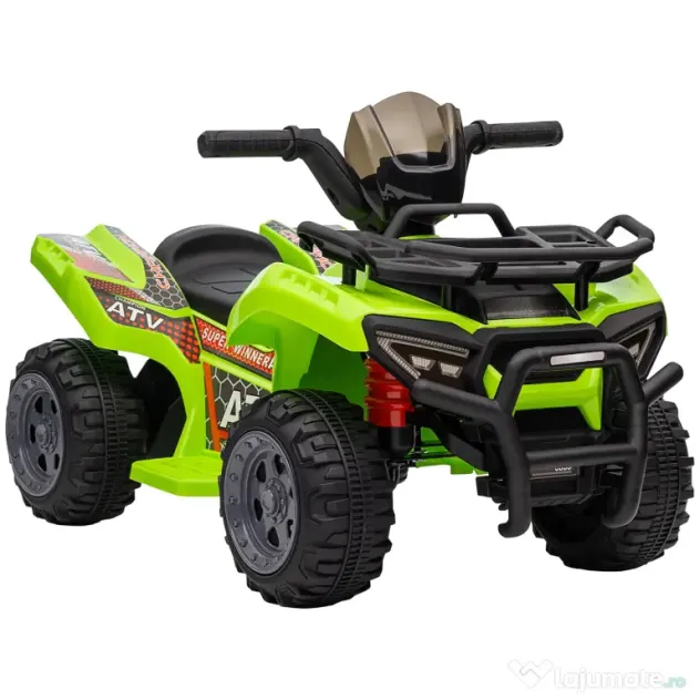 HOMCOM Quad Electric pentru Copii Baterie 6V Faruri Functionale si Pedale Verde