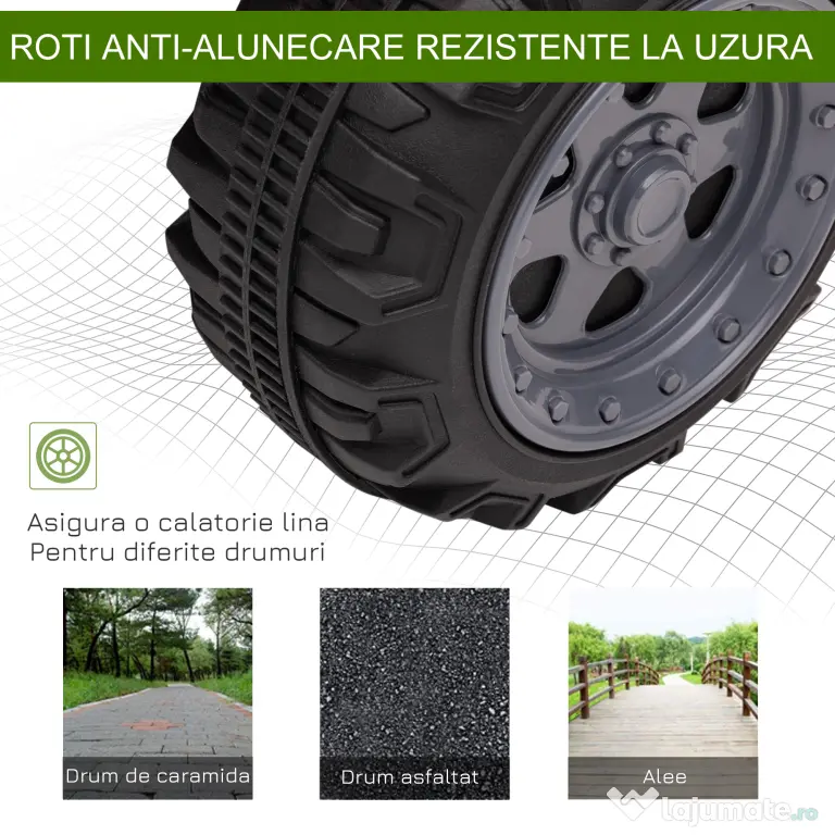 HOMCOM Quad Electric pentru Copii Baterie 6V Faruri Functionale si Pedale Verde