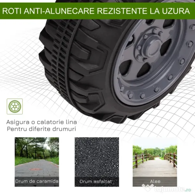 HOMCOM Quad Electric pentru Copii Baterie 6V Faruri Functionale si Pedale Verde