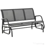 Outsunny Banca Balansoar de Gradina cu 3 Locuri din Metal si tesatura Tip Plasa Respirabila, 147x70x85 cm, Gri