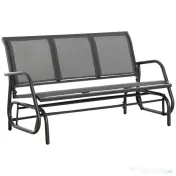 Outsunny Banca Balansoar de Gradina cu 3 Locuri din Metal si tesatura Tip Plasa Respirabila, 147x70x85 cm, Gri