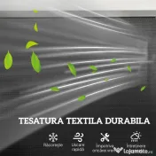 Outsunny Banca Balansoar de Gradina cu 3 Locuri din Metal si tesatura Tip Plasa Respirabila, 147x70x85 cm, Gri