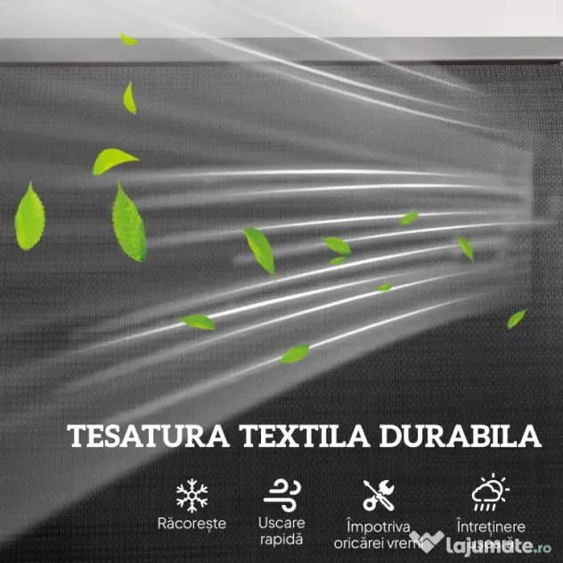 Outsunny Banca Balansoar de Gradina cu 3 Locuri din Metal si tesatura Tip Plasa Respirabila, 147x70x85 cm, Gri