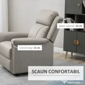 HOMCOM Fotoliu rabatabil manual, captusit, canapea de o persoana cu suport pentru picioare si cadru de otel pentru sufragerie dormitor 