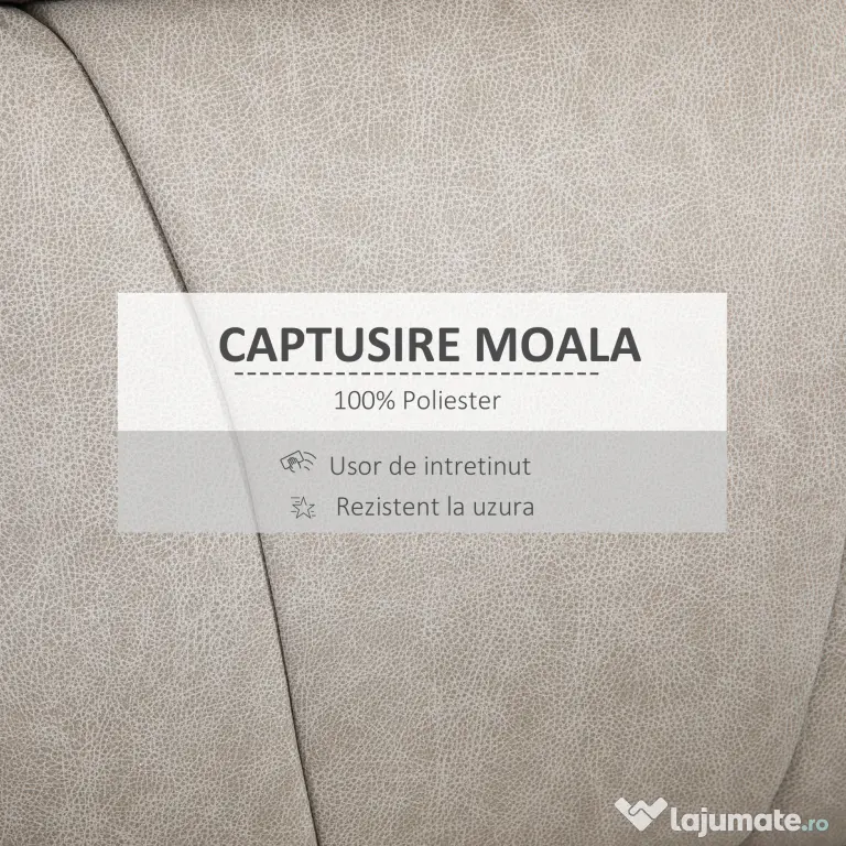 HOMCOM Fotoliu rabatabil manual, captusit, canapea de o persoana cu suport pentru picioare si cadru de otel pentru sufragerie dormitor