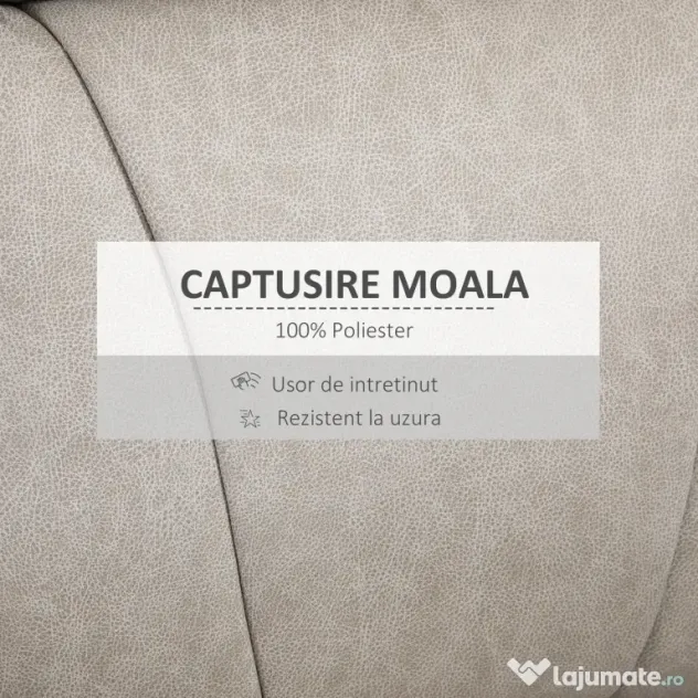 HOMCOM Fotoliu rabatabil manual, captusit, canapea de o persoana cu suport pentru picioare si cadru de otel pentru sufragerie dormitor