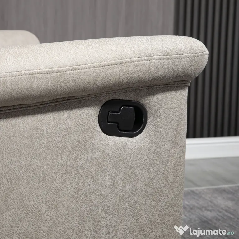 HOMCOM Fotoliu rabatabil manual, captusit, canapea de o persoana cu suport pentru picioare si cadru de otel pentru sufragerie dormitor
