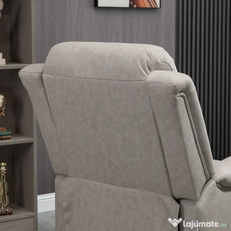 HOMCOM Fotoliu rabatabil manual, captusit, canapea de o persoana cu suport pentru picioare si cadru de otel pentru sufragerie dormitor