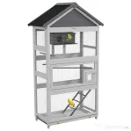 Pawhut Colivie Exterior Lemn – Voliera cu Scara, Tava & Suporturi