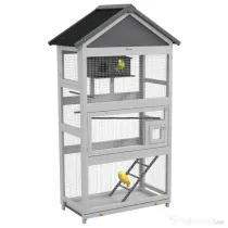 Pawhut Colivie Exterior Lemn – Voliera cu Scara, Tava & Suporturi