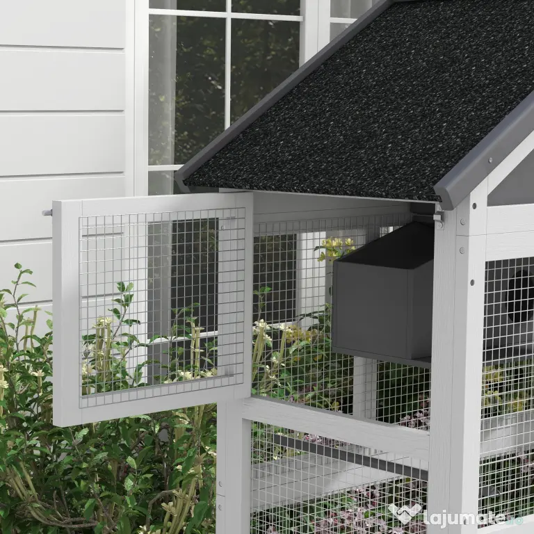 Pawhut Colivie Exterior Lemn – Voliera cu Scara, Tava & Suporturi
