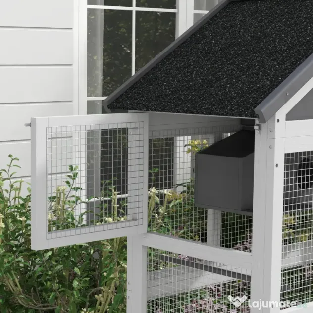 Pawhut Colivie Exterior Lemn – Voliera cu Scara, Tava & Suporturi