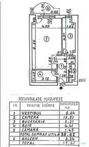 Garsonieră Vitan decomandată, inst. schimb., an 1990, 40 m