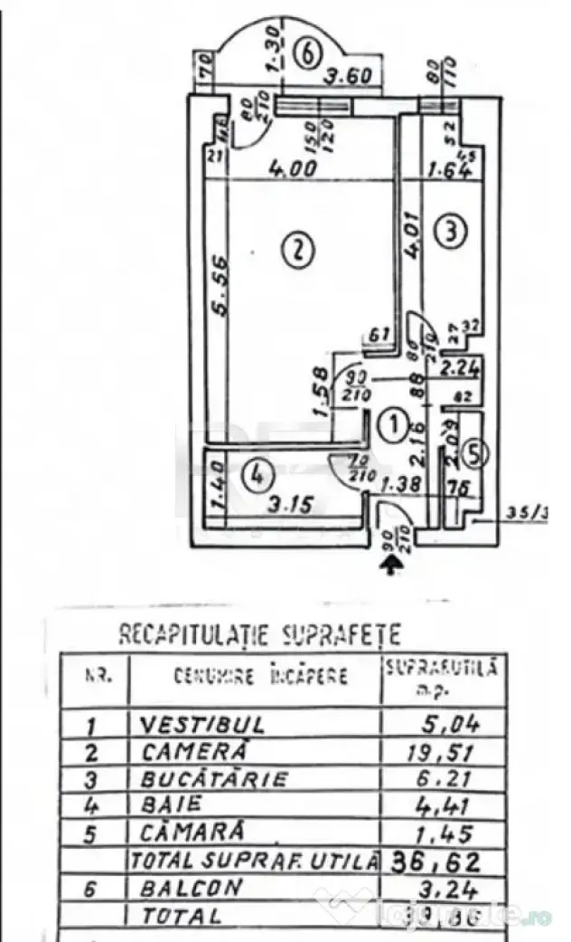 Garsonieră Vitan decomandată, inst. schimb., an 1990, 40 m