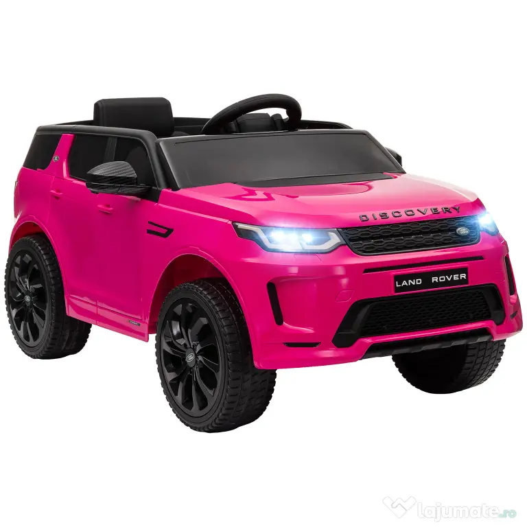 AIYAPLAY Mașină Electrică Copii cu Licență Land Rover Discovery, cu Faruri, Claxon și Centură, din Plastic și Metal, 106x65,5x51 cm, Roz