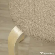 HOMCOM Set 4 Taburete Stivuibile și Căptușite cu Țesătură și Picioare din Lemn, Kaki 