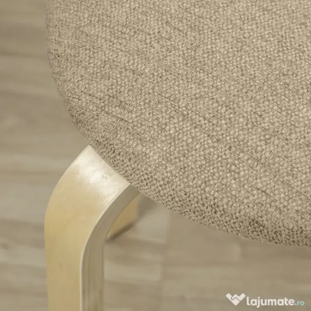 HOMCOM Set 4 Taburete Stivuibile și Căptușite cu Țesătură și Picioare din Lemn, Kaki