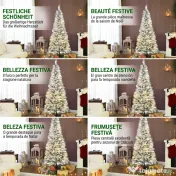 HOMCOM Brad de Crăciun înzăpezit cu 180 de lumini LED și 11 efecte, 479 de ramuri, Ø65x180 cm, verde și alb