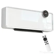 HOMCOM Aerotermă Electrică Ceramică de Perete 2000W cu 3 Moduri, Temperatură Reglabilă, Timer și Telecomandă, Alb